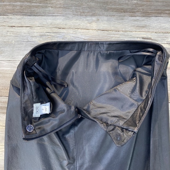 Cache Black Leather Pencil Skirt Size 2 High Waist Knee‎ Length Classic - Picture 5 of 8